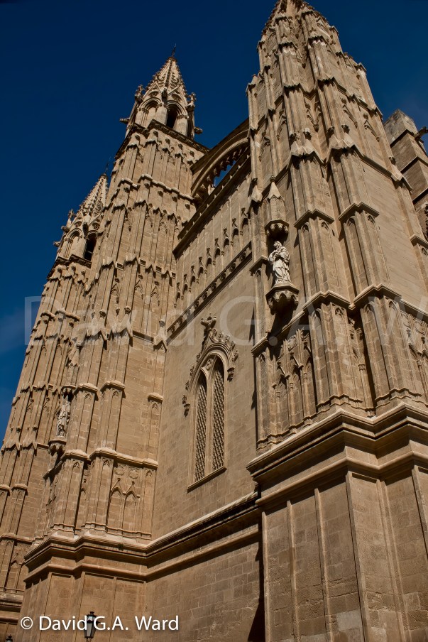 Le Seu Cathedral. (SIDE) Palma Mallorca: - I took this image while visiting the city in 2012. I love the contrast of the gothic sandstone against the dark blue sky